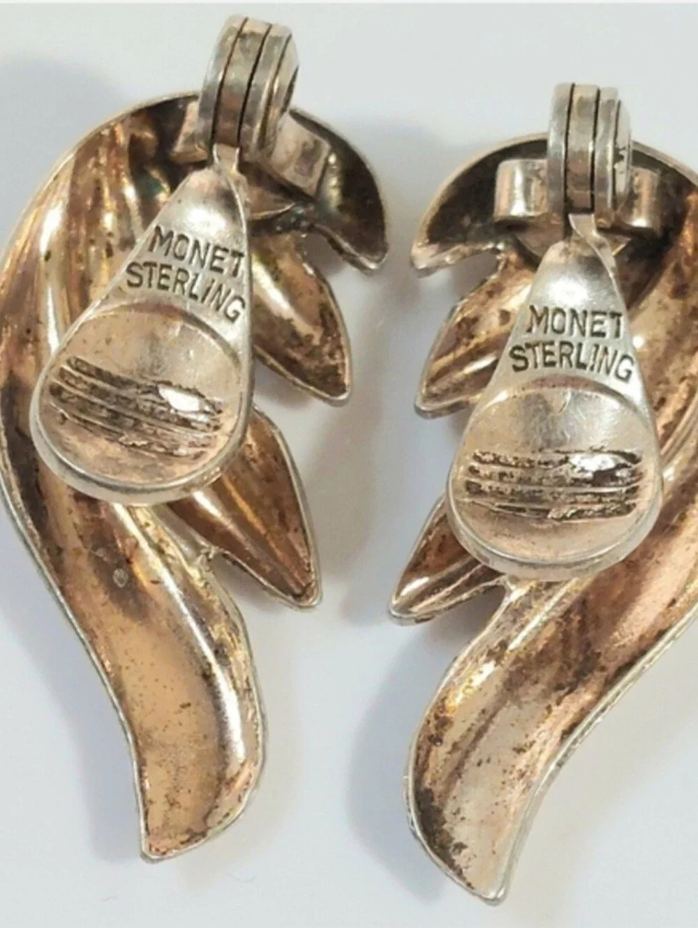 Monet 1040s Sterling Clip On Earrings - Vintage Silver Womens Jewelry